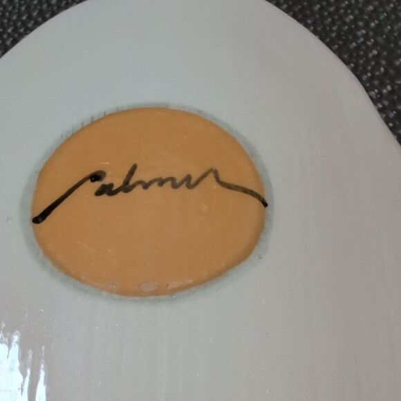 Egg-Inspired Ceramic Dish Spoon Rest Signed Palmer - Picture 7 of 9